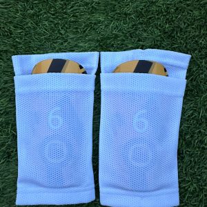 white shin pads sleeves on personalised shin pads