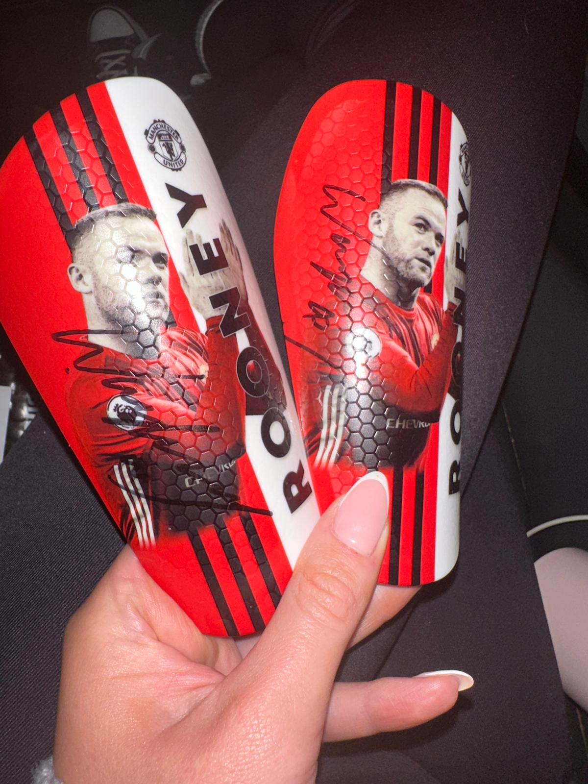 Wayne Rooney signed personalised shin pads